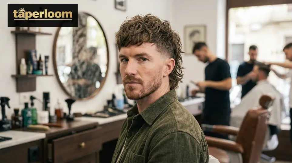 Textured low taper fade mullet with layered movement