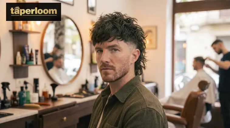Wolf cut low taper fade mullet with choppy volume