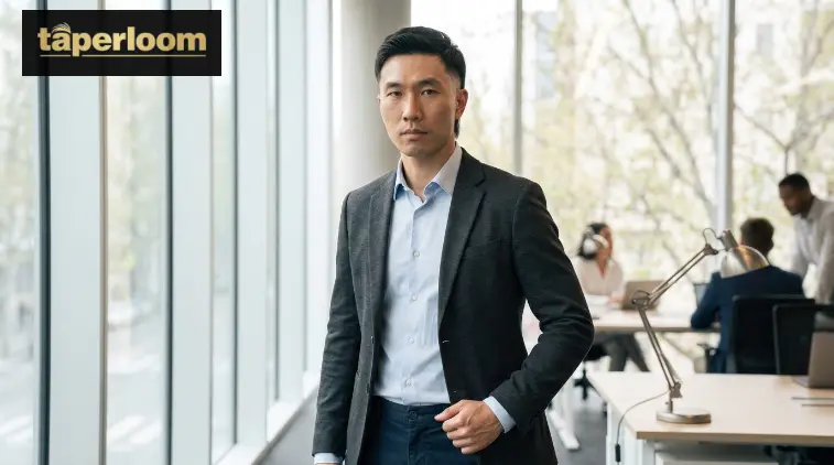 Professional low taper fade mullet in office attire