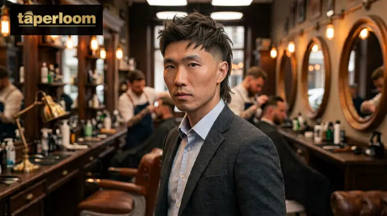 Coily hair low taper fade mullet with natural coil pattern
