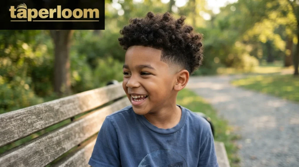 Boy with a broccoli cut and low taper fade