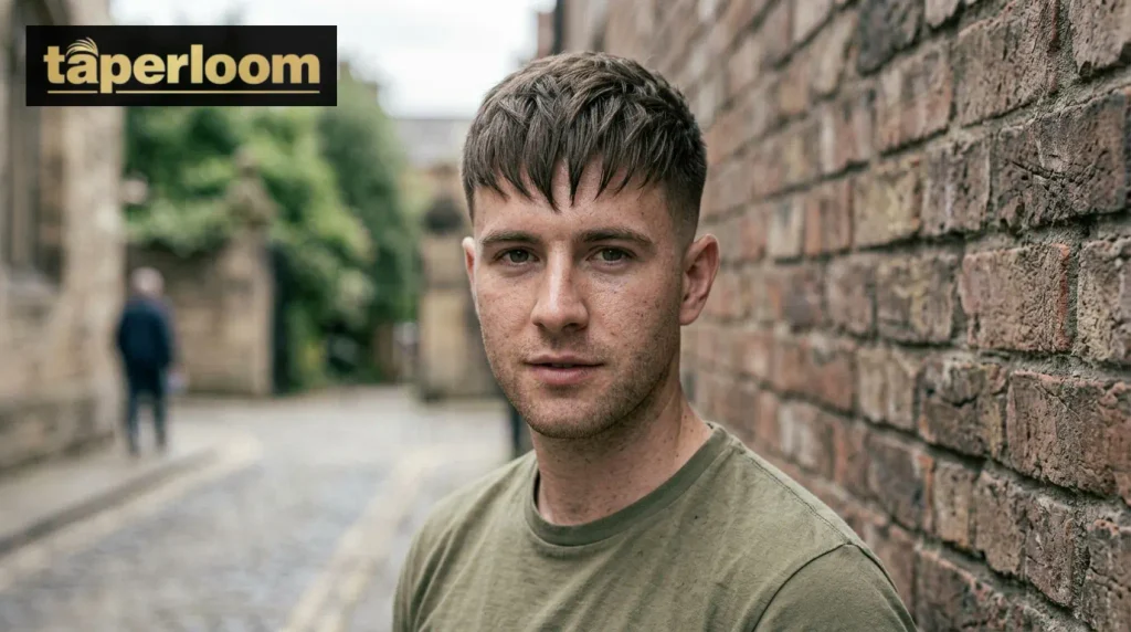 Messy textured low taper fade fringe