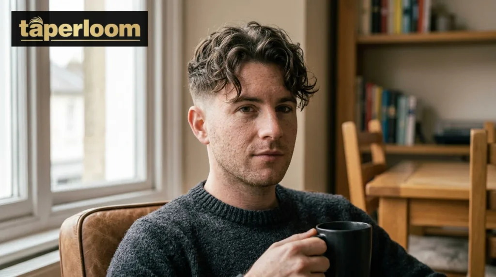 Wavy low taper fade fringe hairstyle