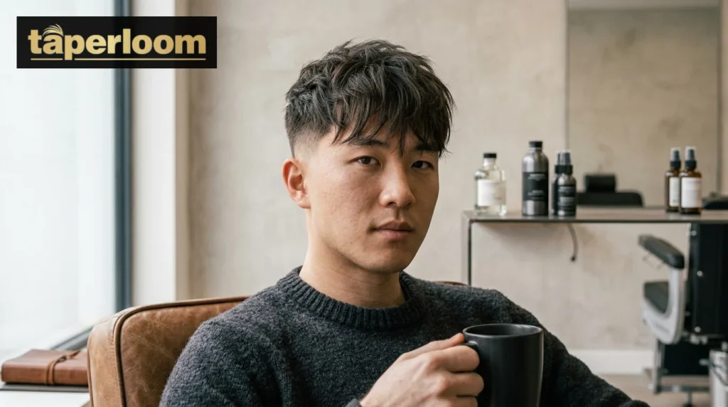 Korean style low taper fringe haircut