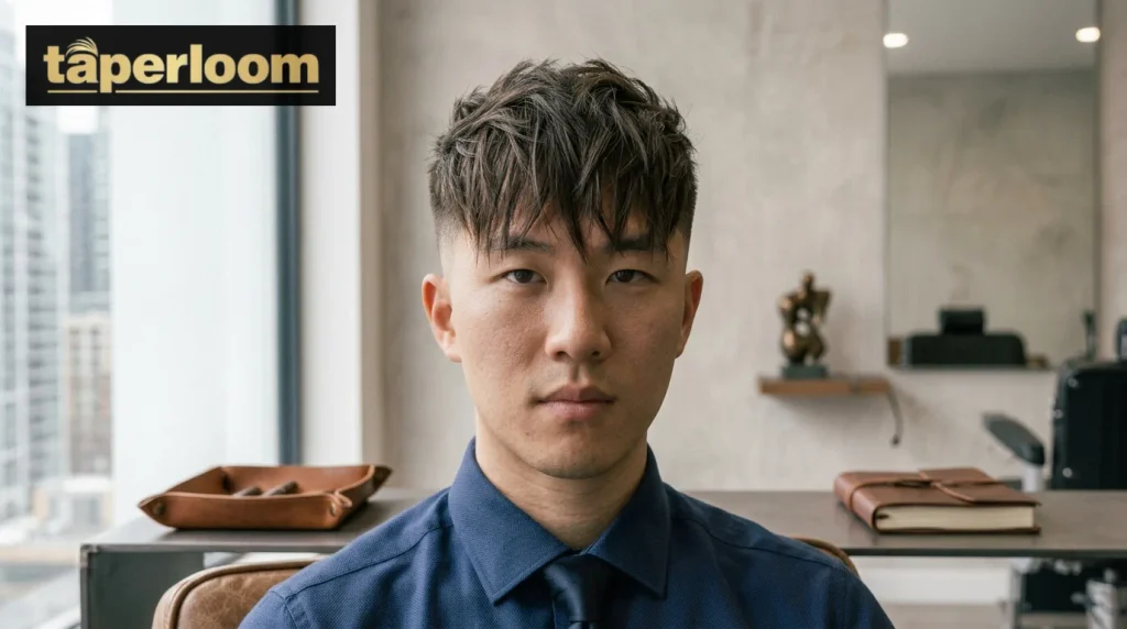 Short fringe professional low taper fade