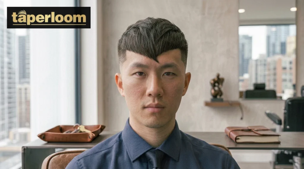 Feathered low taper fade fringe