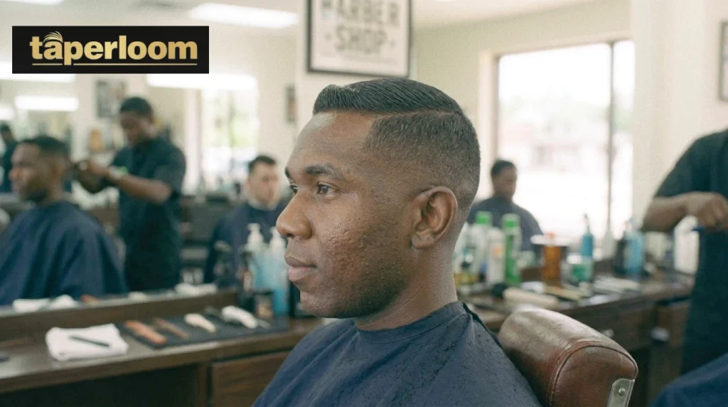 Man with classic crew cut and low taper fade sides