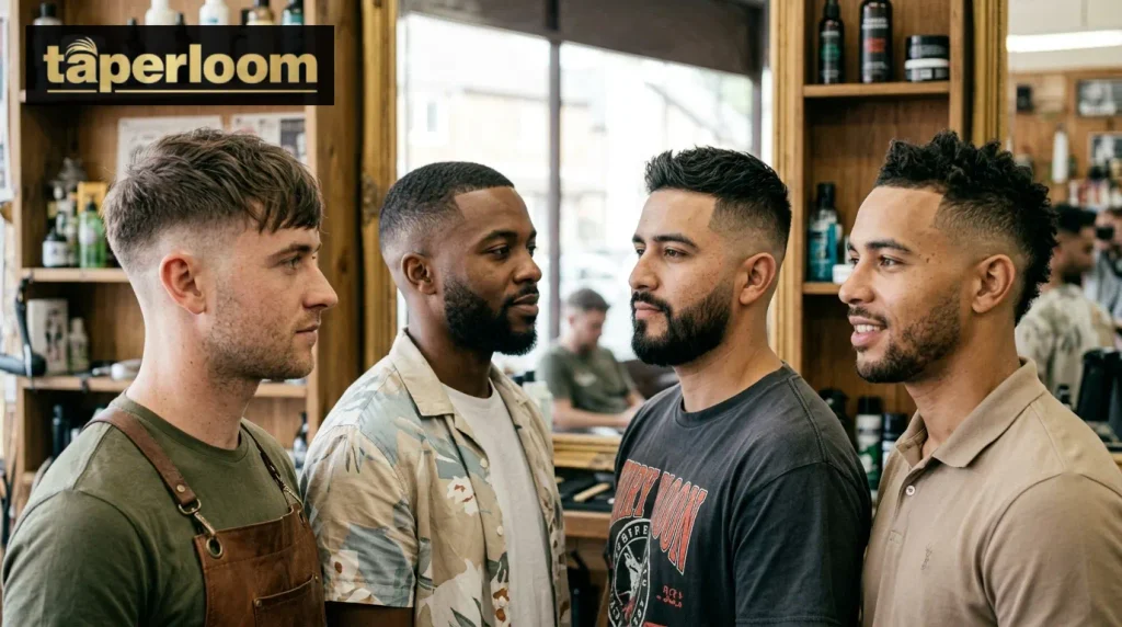 Comparison of low, mid, high and burst fade haircuts