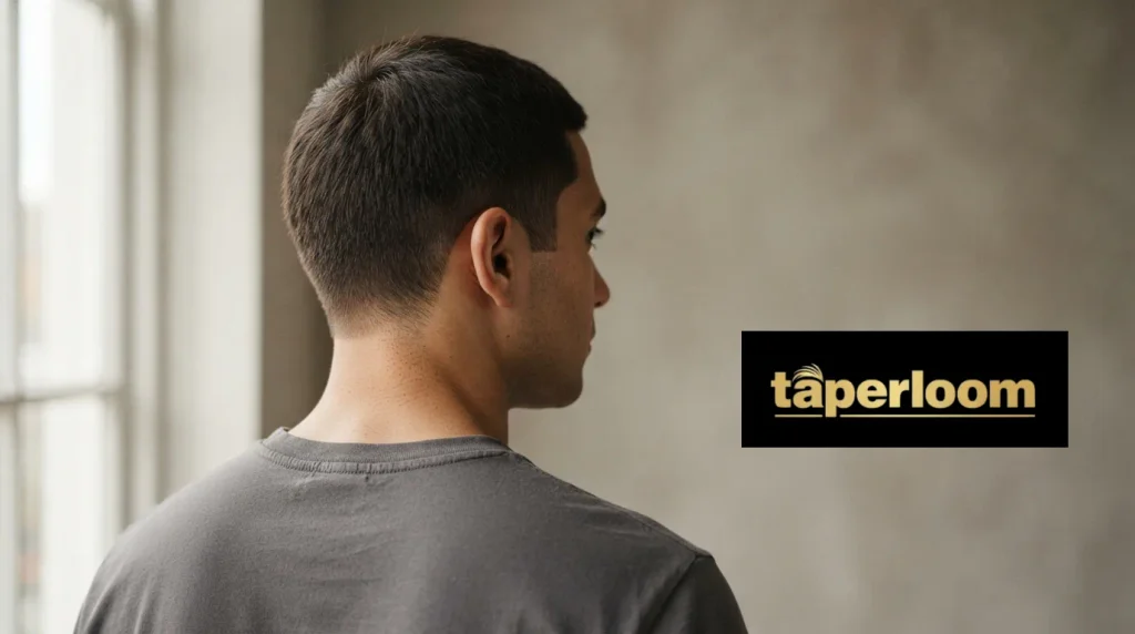 Back and side view of a 7 guard buzz cut with a clean tapered neckline and neat ear edges