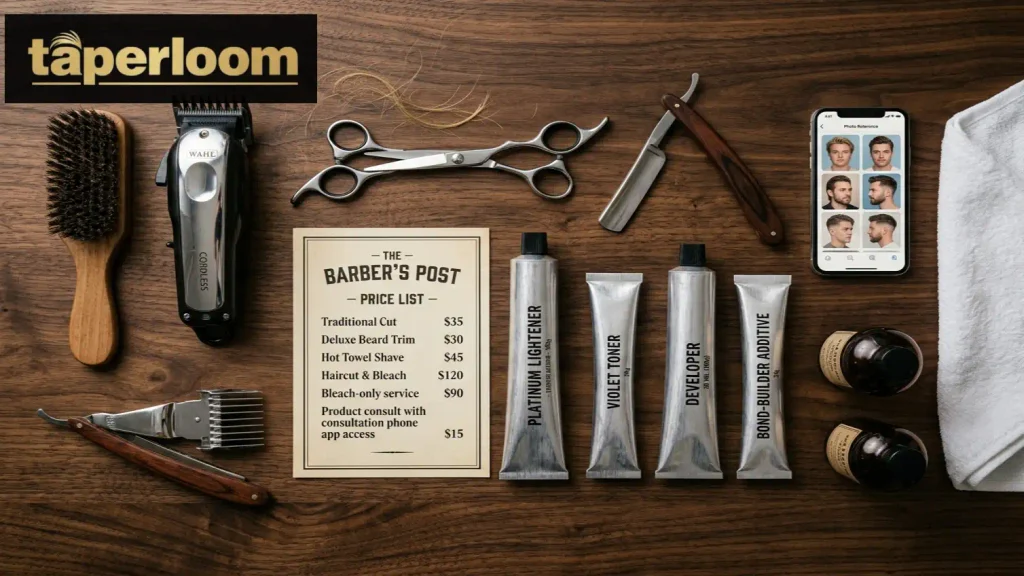 Barbershop pricing for low taper fade blonde hair services
