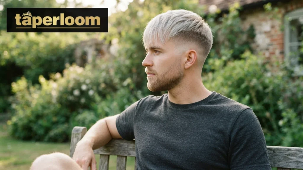 Man with blonde hair and a low taper fade showing gradual color blend