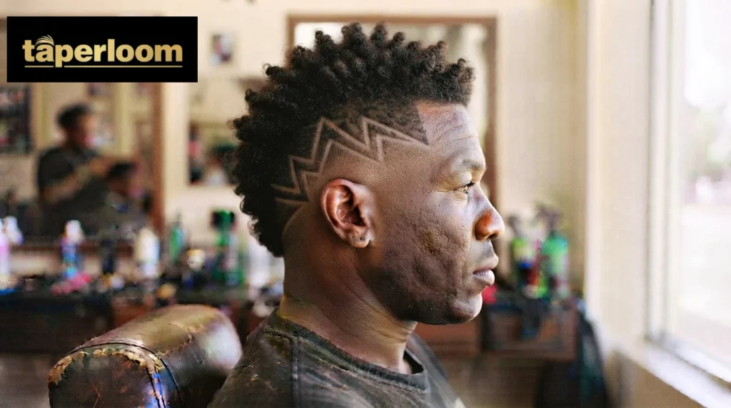 Burst fade haircut paired with a mohawk top style