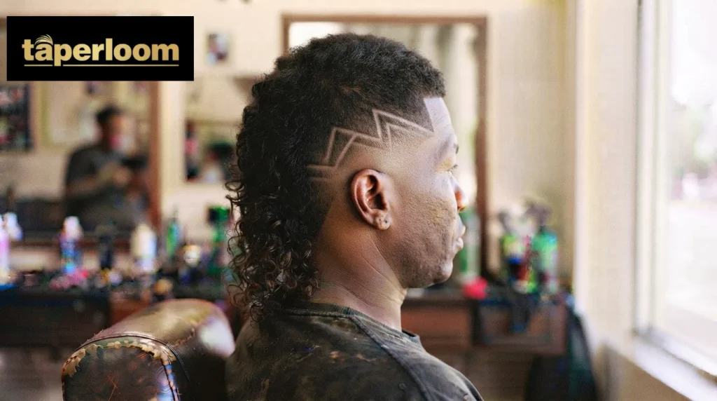 Burst fade haircut paired with a mullet design