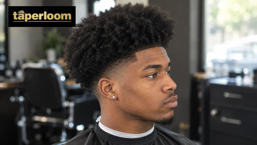Classic afro with a mid taper fade