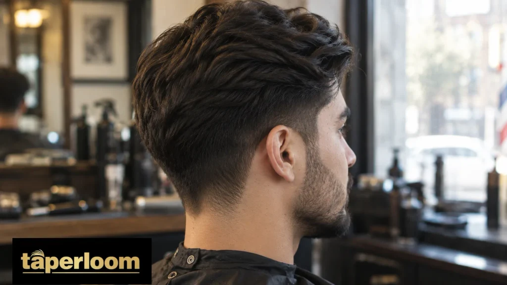 Close up side profile of a classic taper haircut showing graduated sides