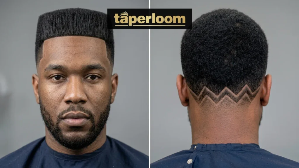 Edgar cut with low taper fade and zigzag back design combo