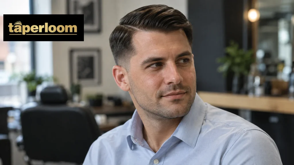 Man with an executive low classic taper haircut and side part