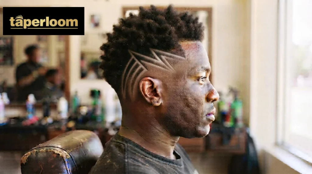 High burst fade design haircut on a man