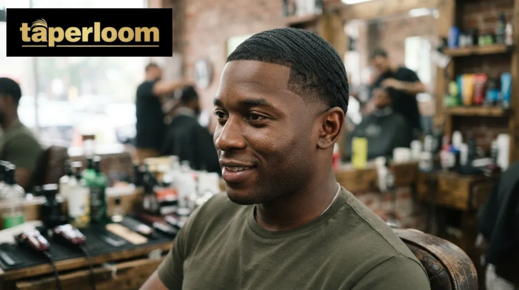Black man with 360 waves and a low taper fade haircut