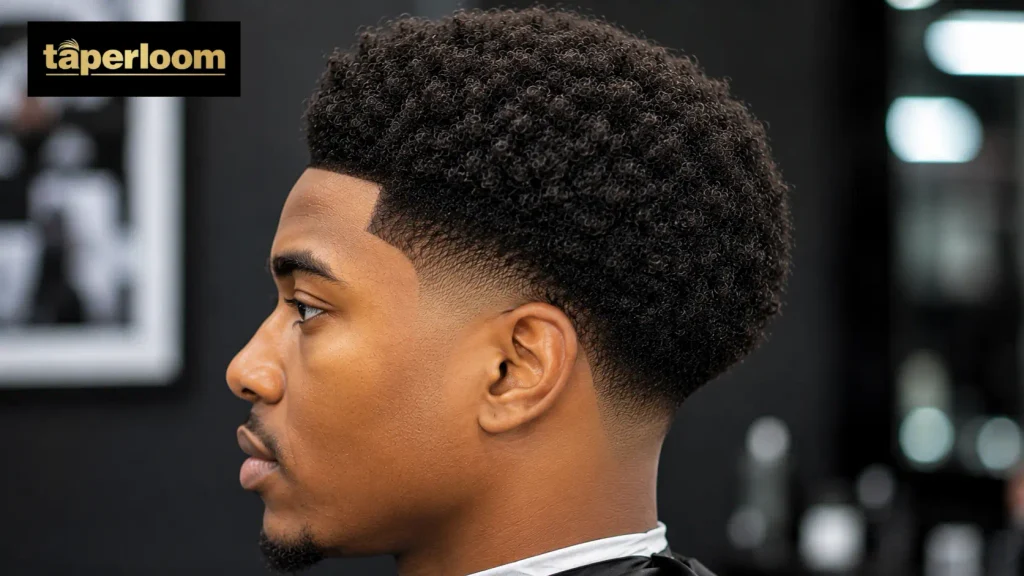 Low taper fade afro on 4B curl pattern hair