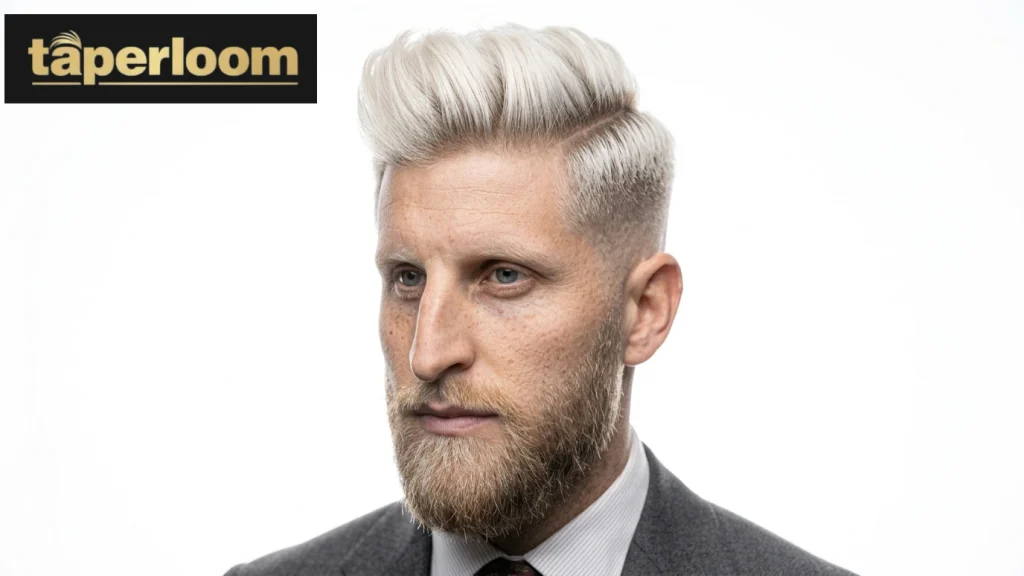 Low taper fade platinum blonde hairstyle
