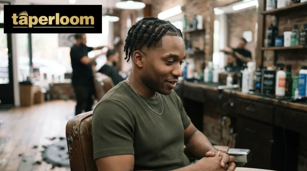 Black man with braids and a low taper fade haircut