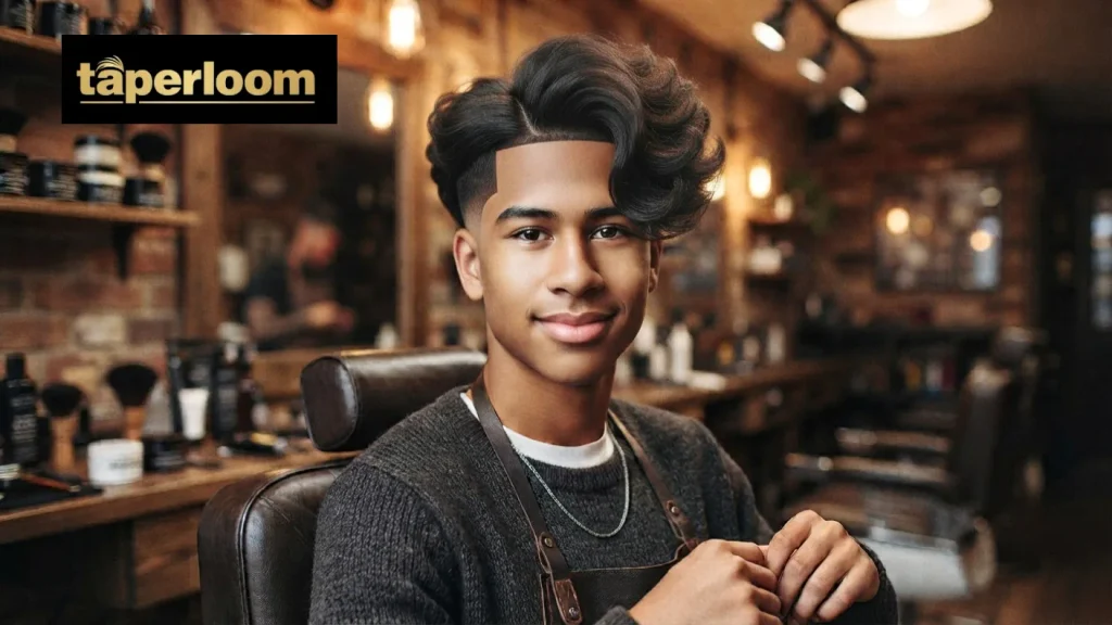 Low Taper Fade Fluffy Hair with Side Part"