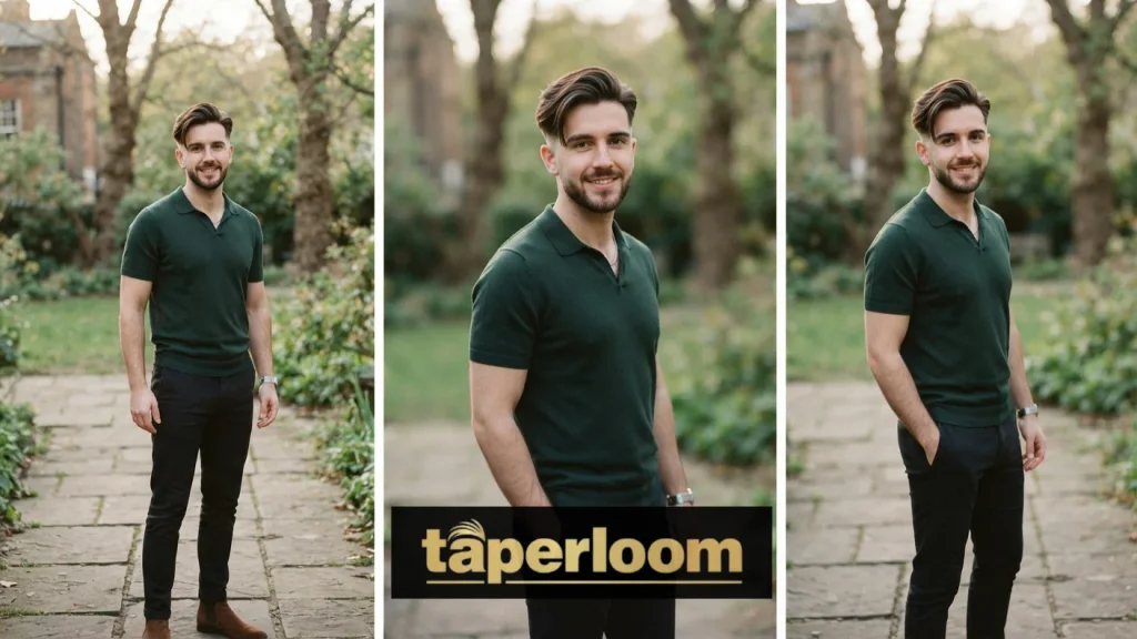Man with long straight hair on top styled with a low taper fade