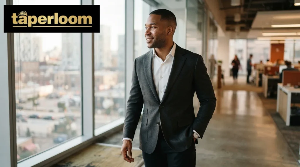 Black man in business attire with a professional low taper fade