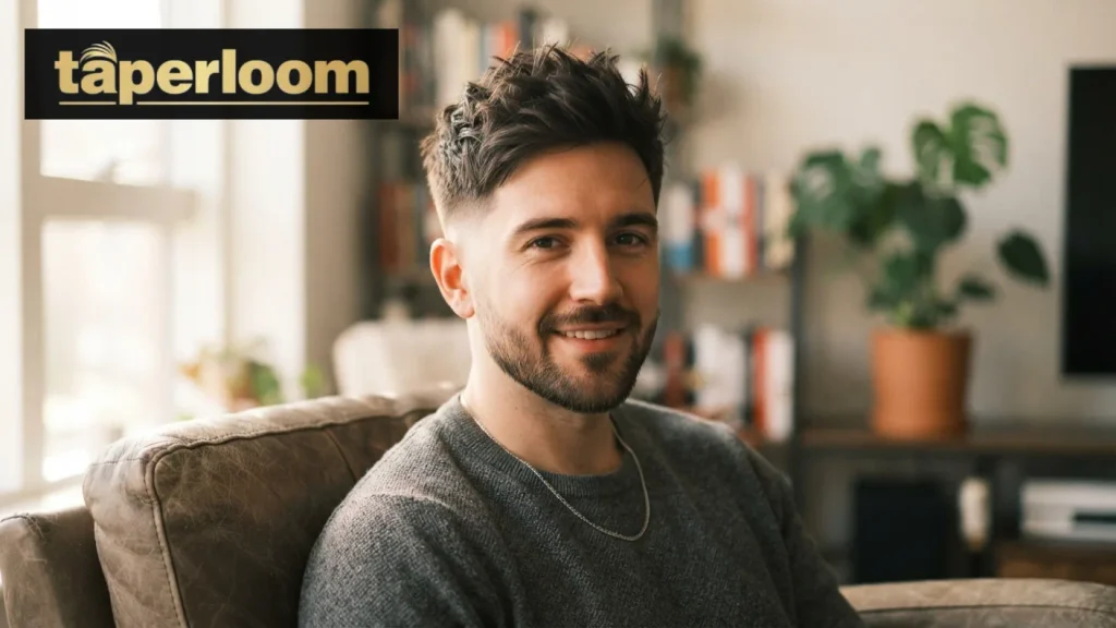 Man with a messy textured top and low taper fade