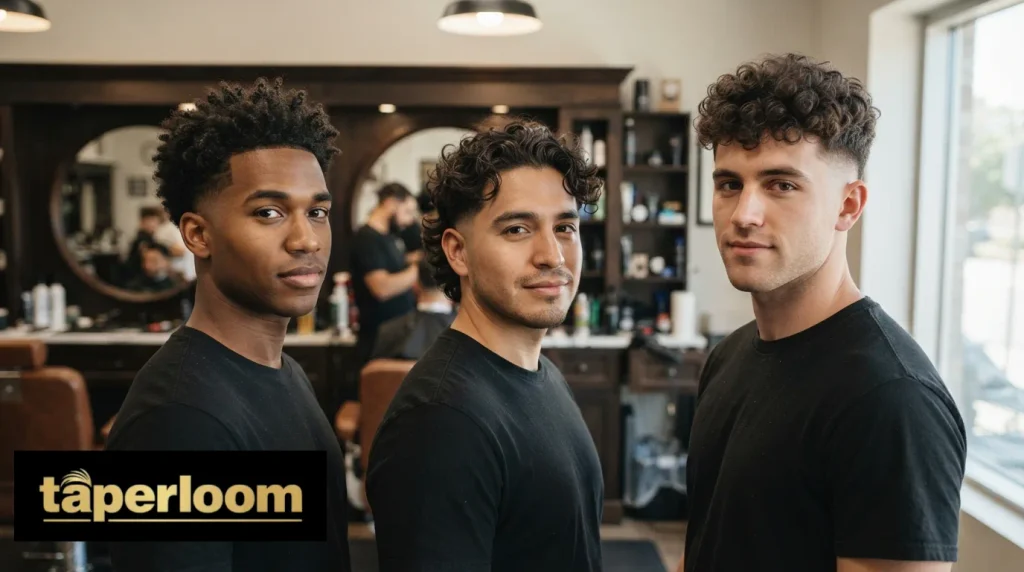 Comparison of low, mid, and high taper fade heights on curly hair