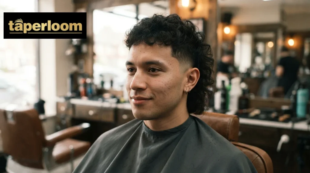 Man with a mid taper mullet haircut