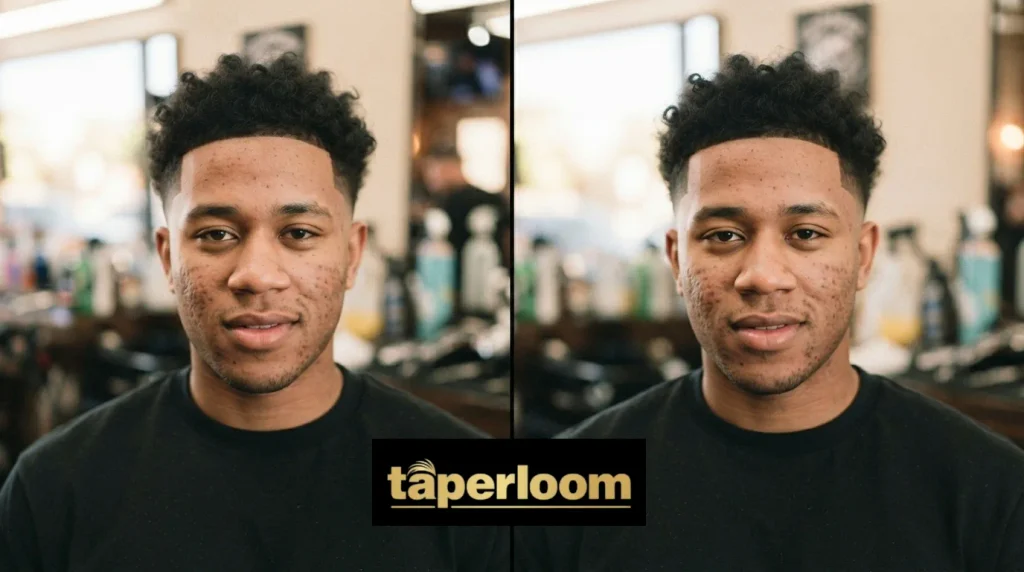Mid Taper Haircut Side by side comparison of a low taper haircut and a mid taper haircut