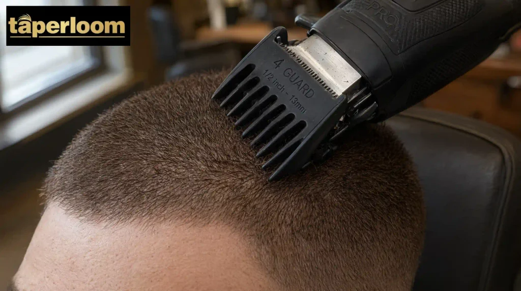 Number 4 clipper guard attachment on hair clippers