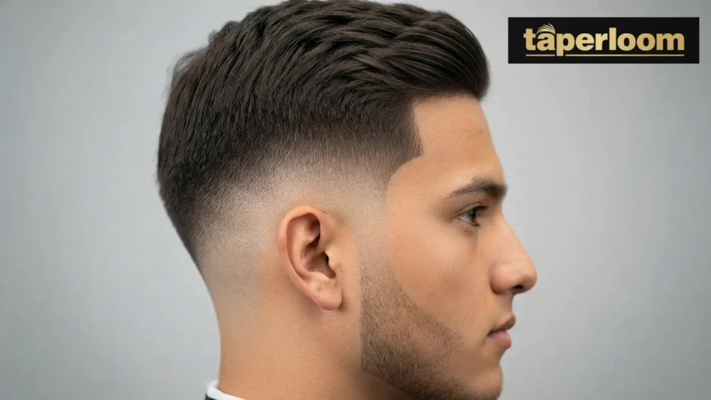 Straight hair showing a crisp clean fade line without frizz