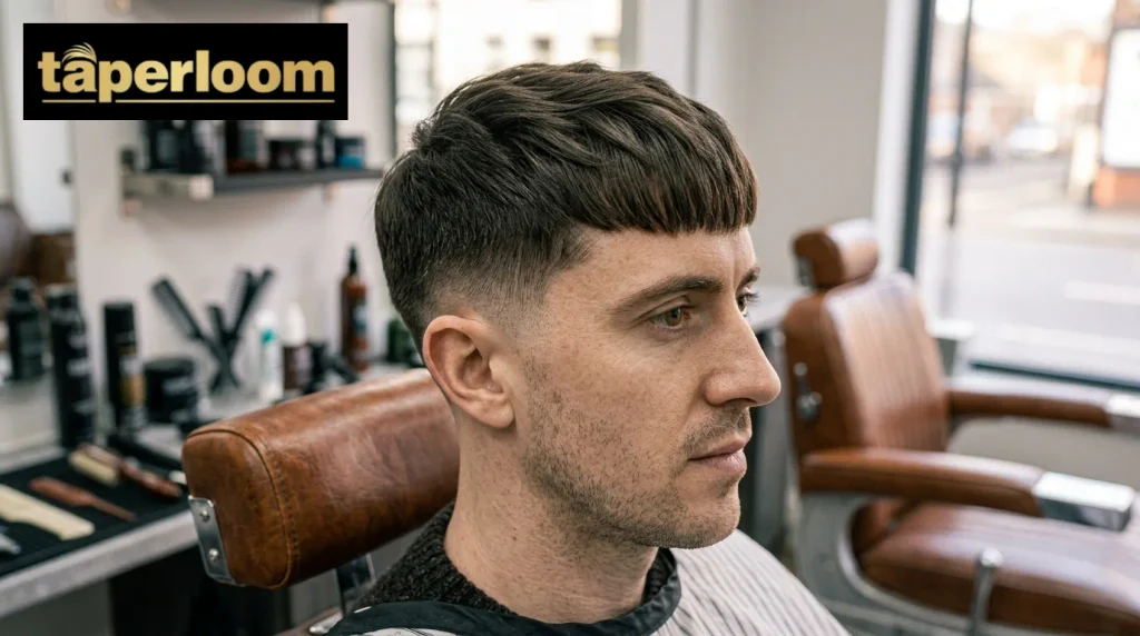 Straight thick hair styled into a classic forward fringe with point-cut layers.