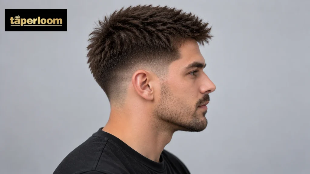 12 guard buzz cut with low fade, side view of a subtle fade above the ears