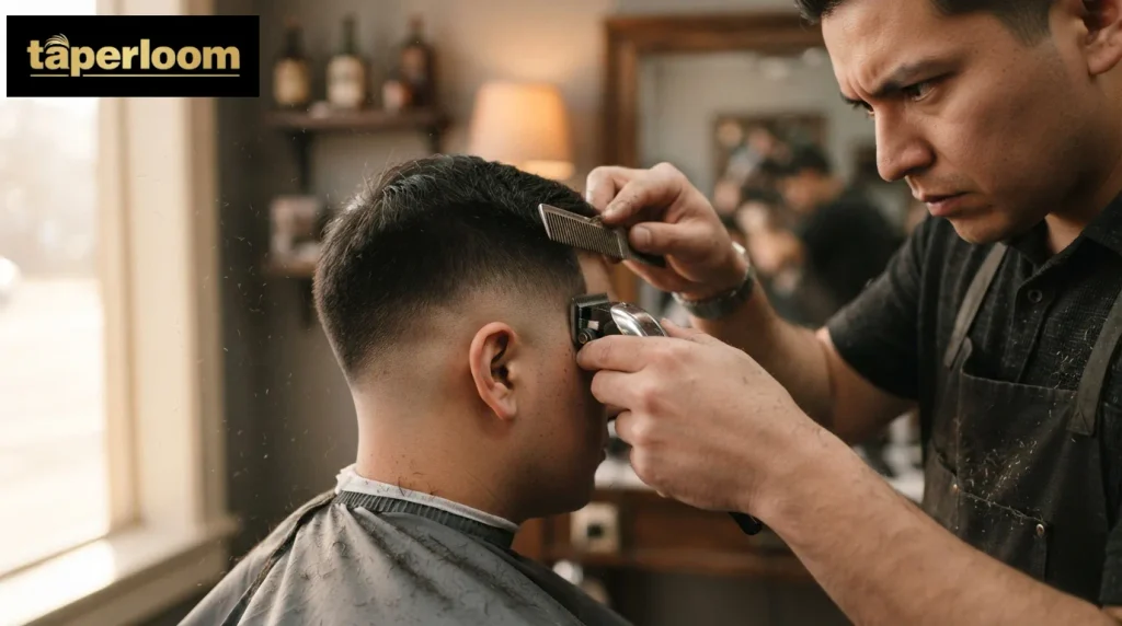 arber blending a mid drop fade with clipper over comb technique