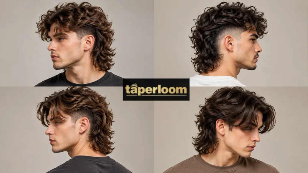 Four wavy mullet styles including fade and undercut