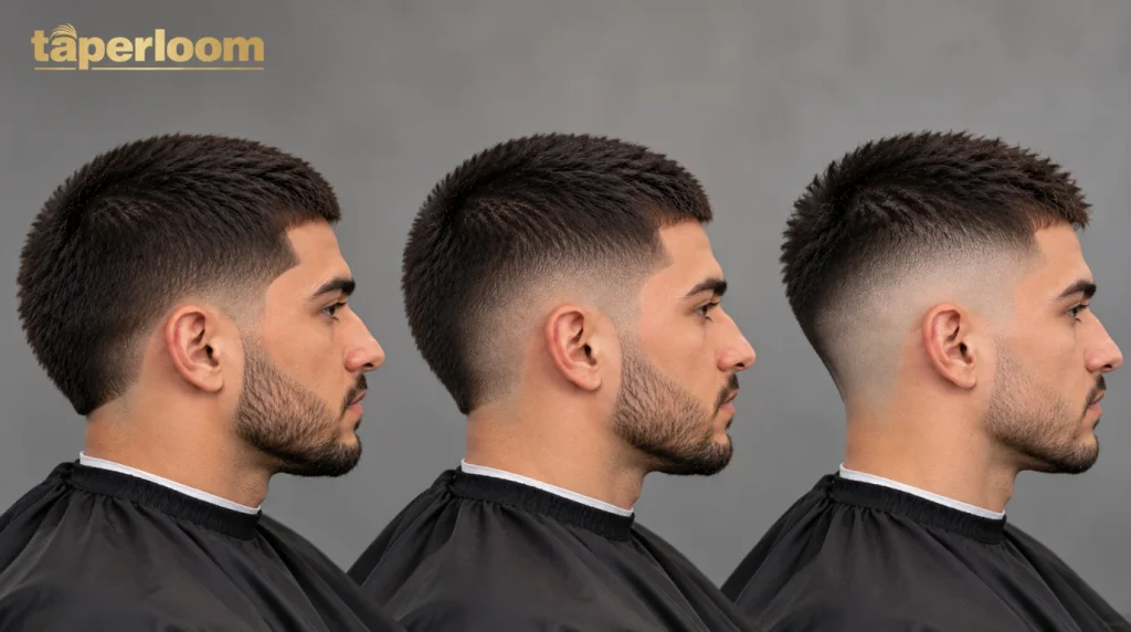 Clipper guards numbered 0 to 4 laid out beside barber clippers