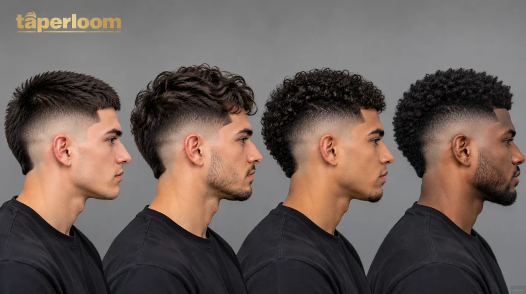 Burst fade buzz cuts on straight, wavy, curly and coily hair textures