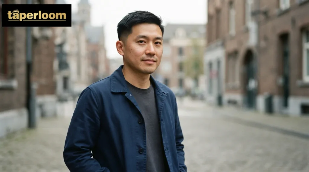 Man with straight hair and a mid drop fade with a textured top