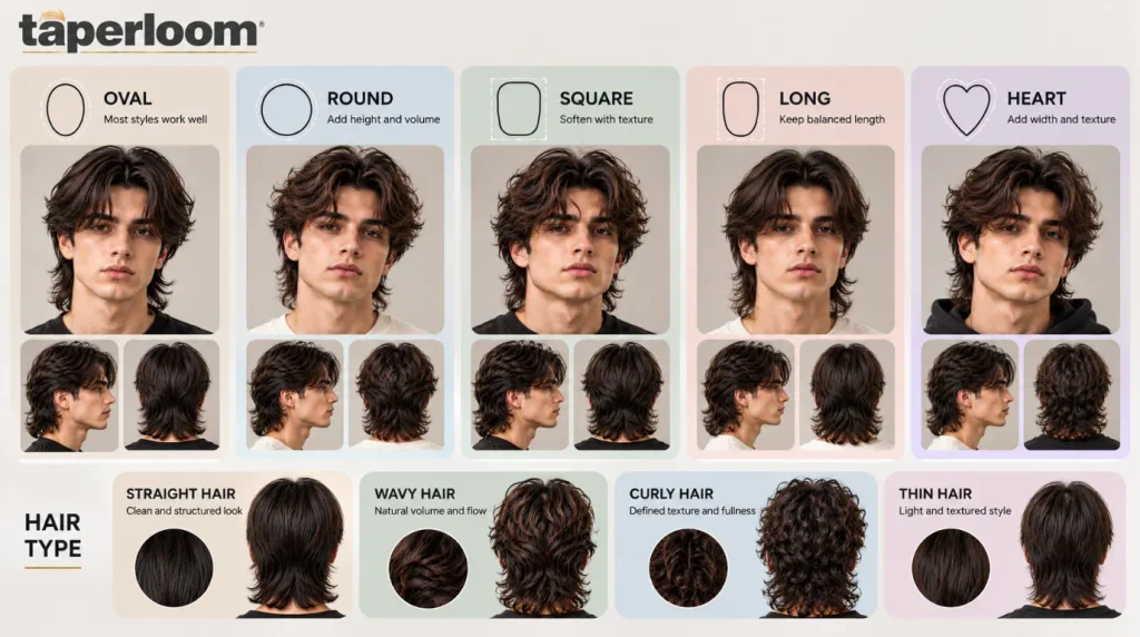 Best middle part mullet styles for each face shape