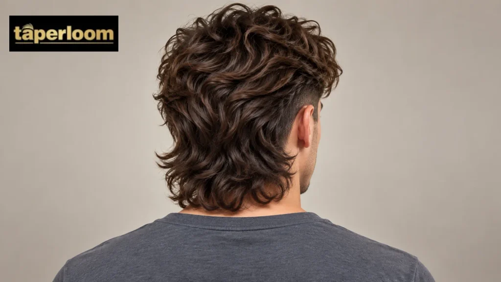 Back view of a modern wavy mullet with layered waves