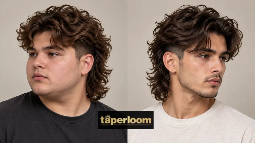 Wavy mullet on round and oval face shapes